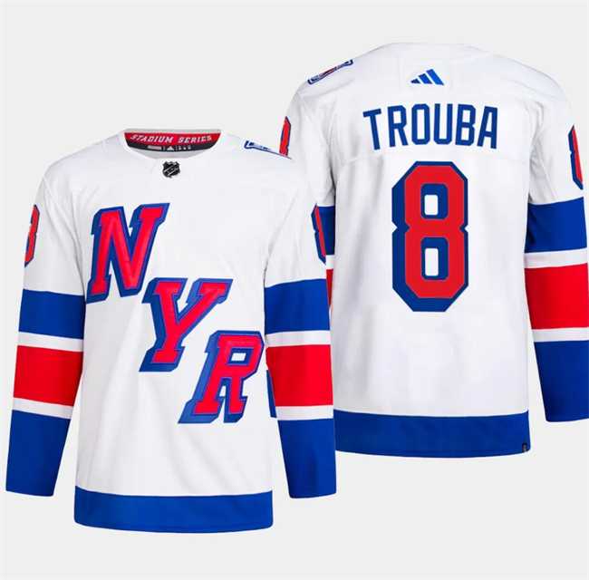 Mens New York Rangers #8 Jacob Trouba White 2024 Stadium Series Stitched Jersey Dzhi